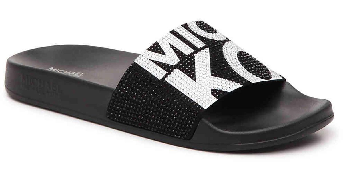 MICHAEL Michael Kors Gilmore Slide Sandals in Black/White (Black) - Lyst