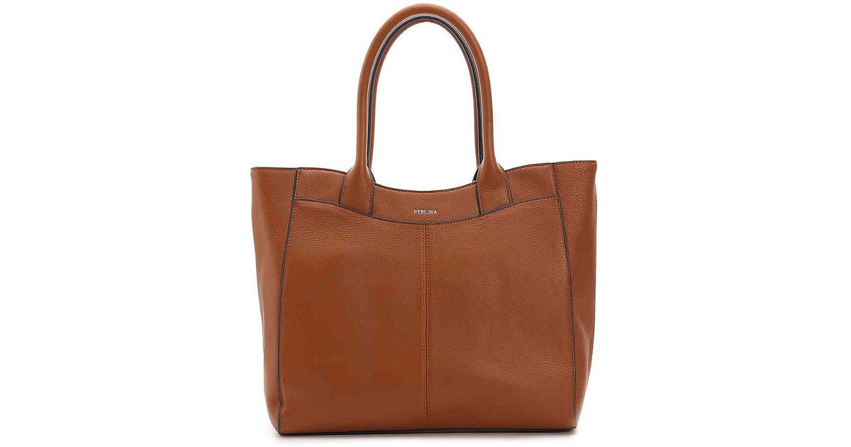 Perlina Brown Amelia Leather Tote Bag