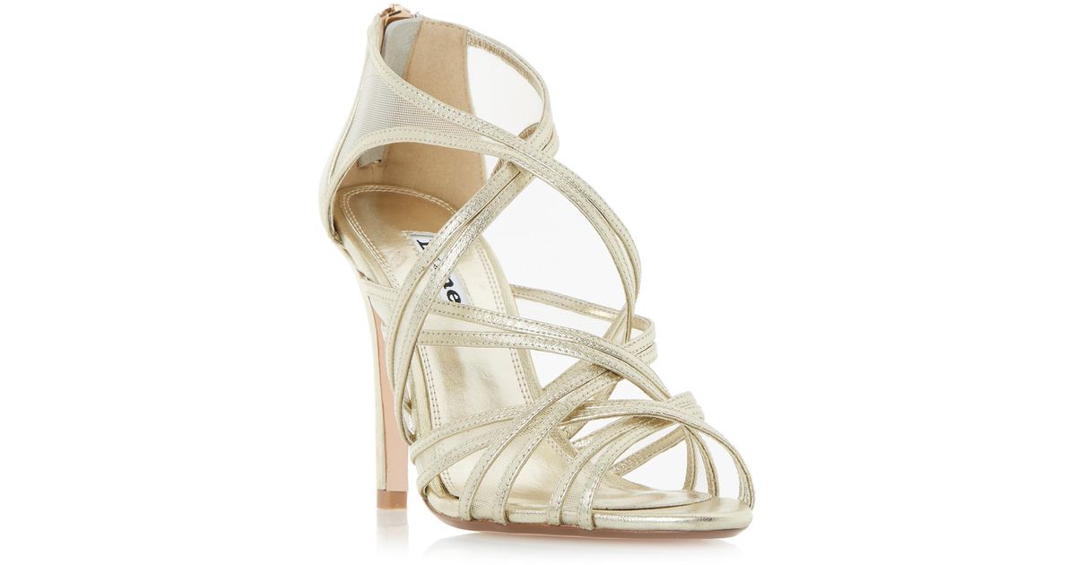 Dune Media Caged Mesh Strappy High Heel Sandals in Gold (Metallic) Lyst
