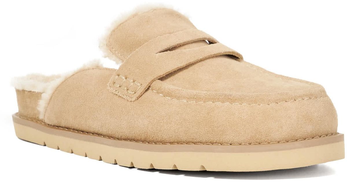 Dune Shearling Loafers Womens Dune Goldy Faux Shearling Lined