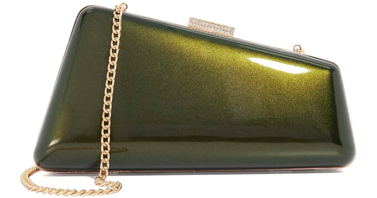 Dune Balancing Asymmetric Clutch Bag in Green | Lyst UK