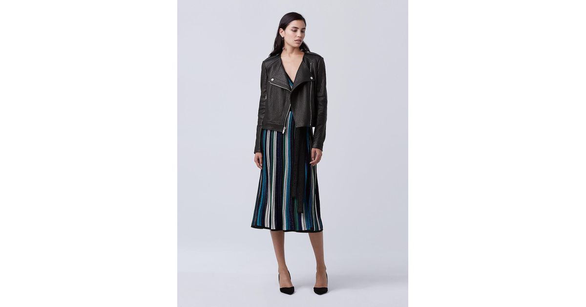 Lyst Diane Von Furstenberg Dvf Tadessa Leather Jacket In Black
