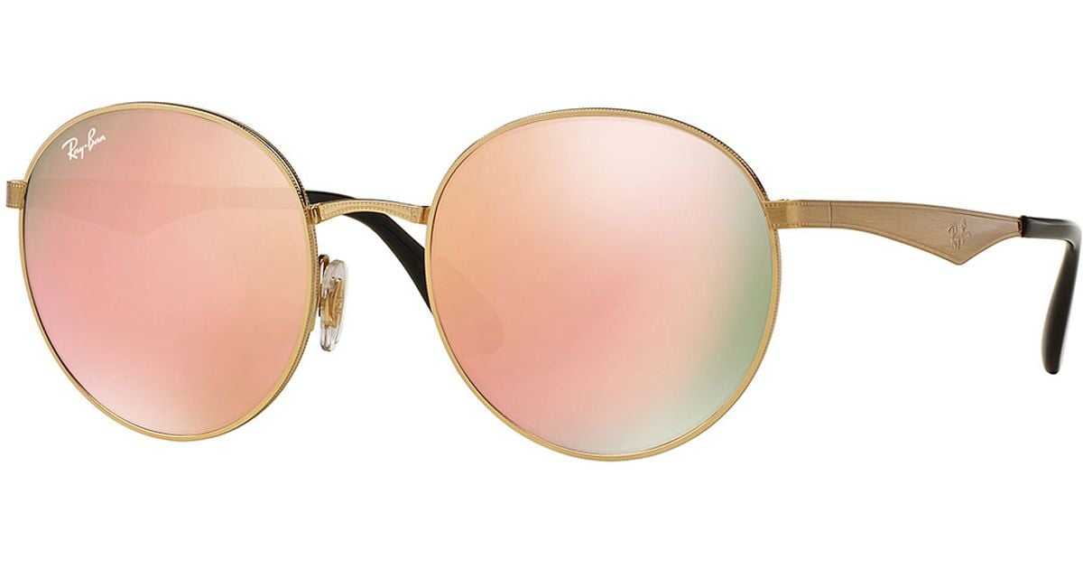ray ban goldpink round mirrored sunglasses gold product 0 980767376 normal