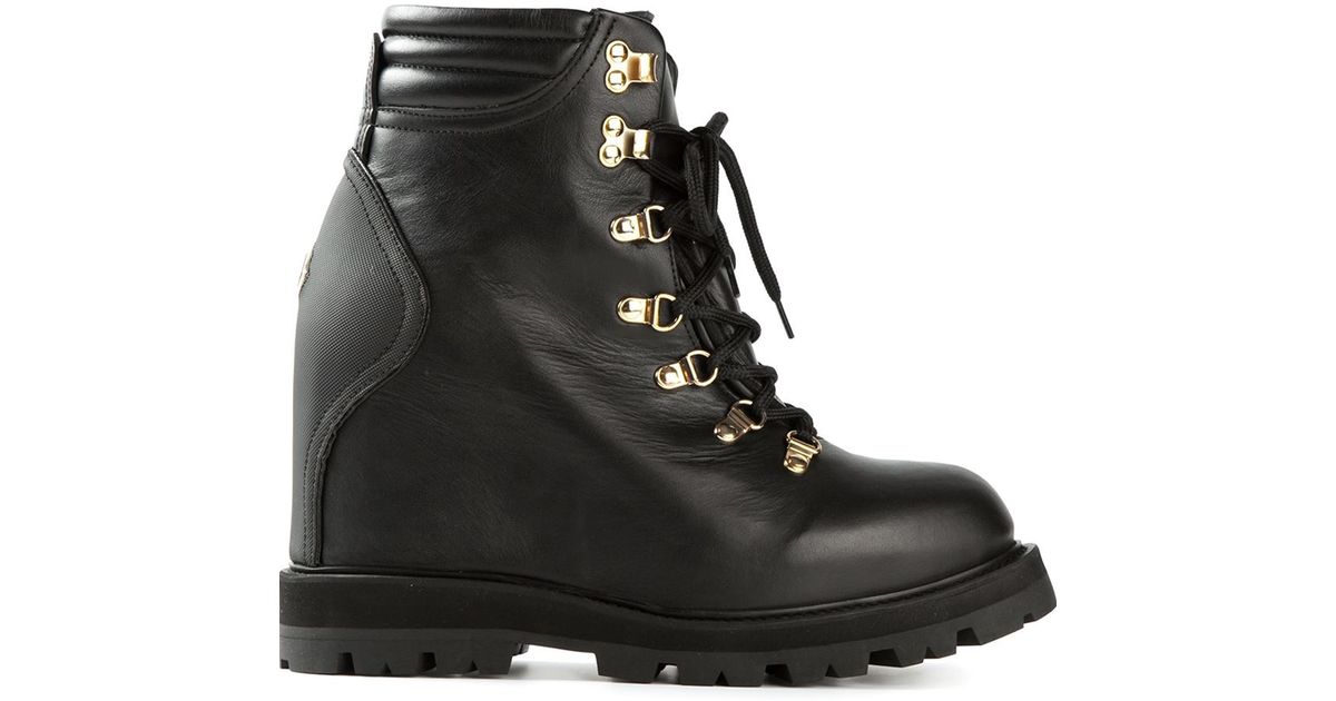 Moncler Concealed Wedge Lace-Up Boots 