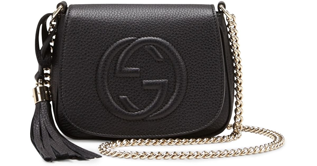 Gucci Soho Leather Chain Crossbody Bag in Black - Lyst