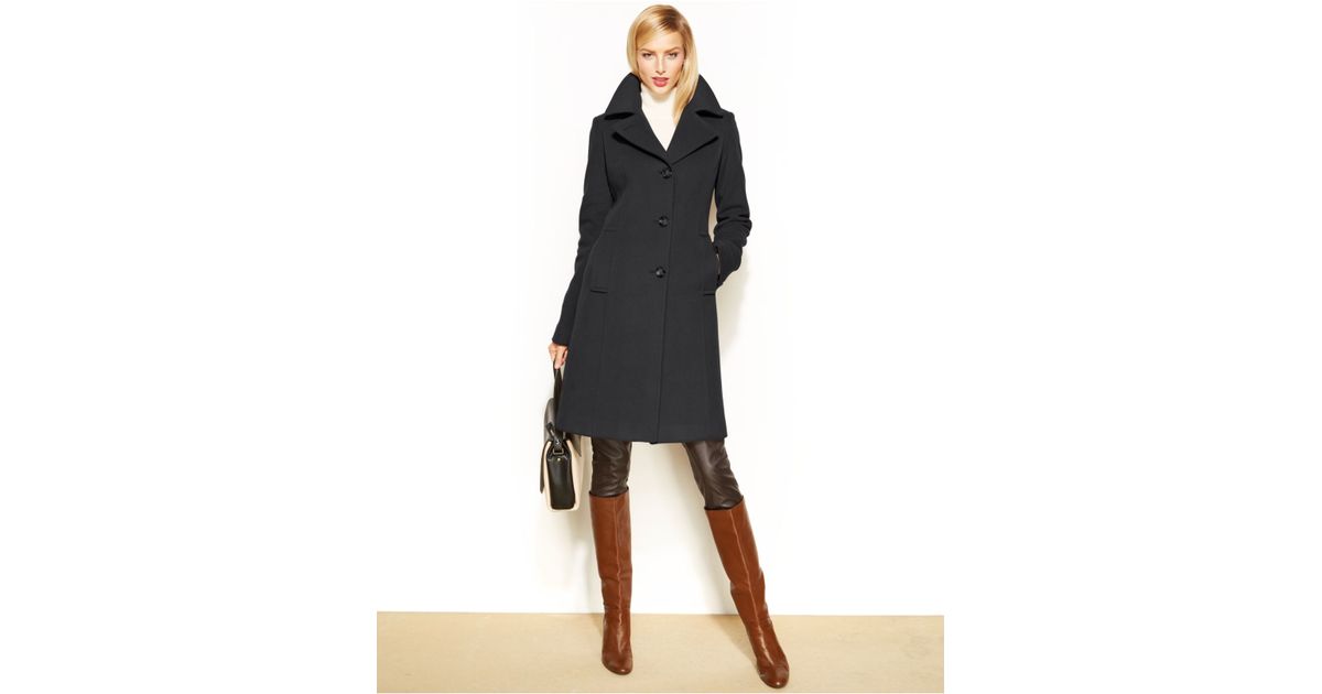 anne klein wool cashmere blend notch collar coat