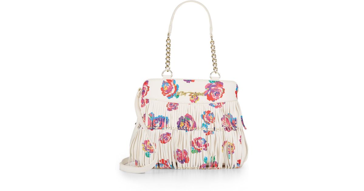 Betsey Johnson On The Fringe Rose Shoulder Bag in White | Lyst