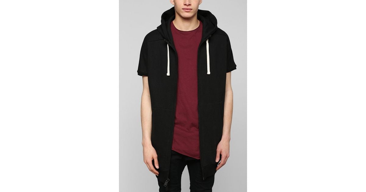 Drifter Magnus Short-Sleeve Zip-Up Long Hooded Sweatshirt in Black for Men  | Lyst