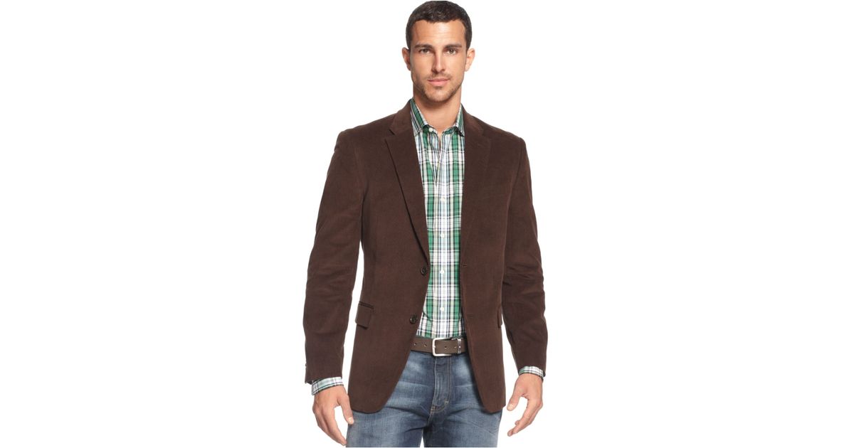 Tommy Hilfiger Solid Trimfit Corduroy Sport Coat With Elbow Patches in Brown for Men Lyst