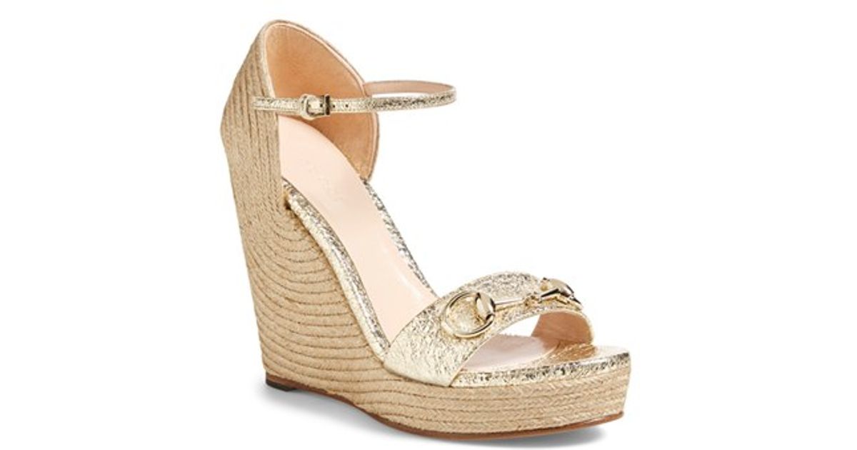 gucci gold wedges