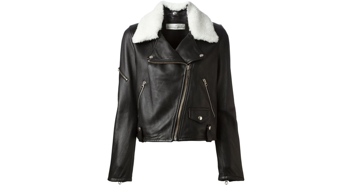Golden Goose Deluxe Brand White Fur Collar Bear Jacket In Black Golden Goose Deluxe Brand White Fur Collar Bear Jacket In Black Lyst