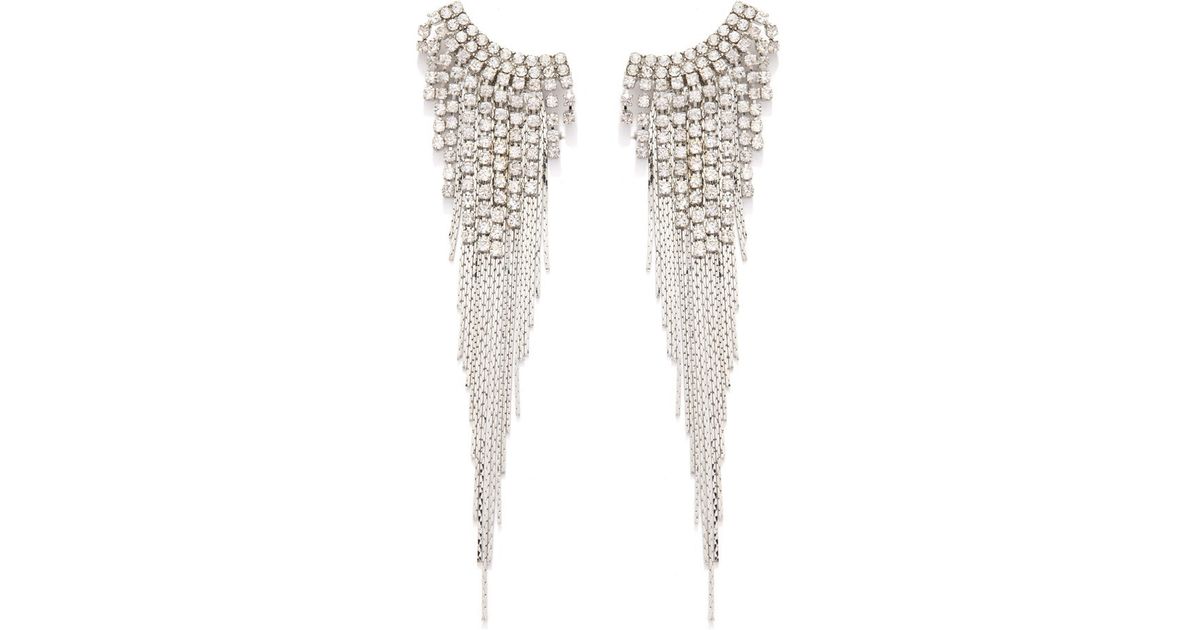 Lyst Forever 21 Rhinestone Fringe Drop Earrings In Metallic