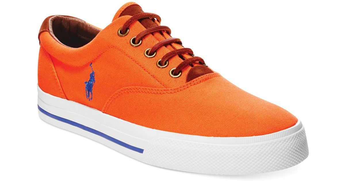 Ralph Lauren Polo Vaughn Canvas and Leather Sneakers in Orange for Men |  Lyst