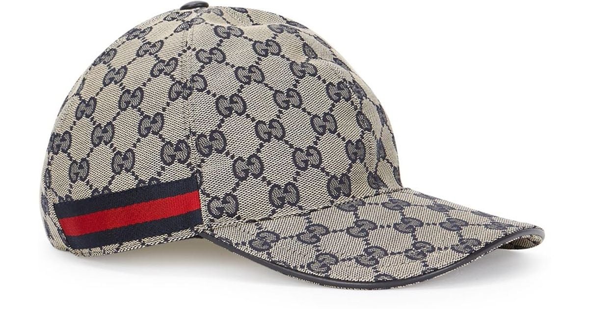 Gucci Gg Navy Canvas Cap in Grey for Men Lyst