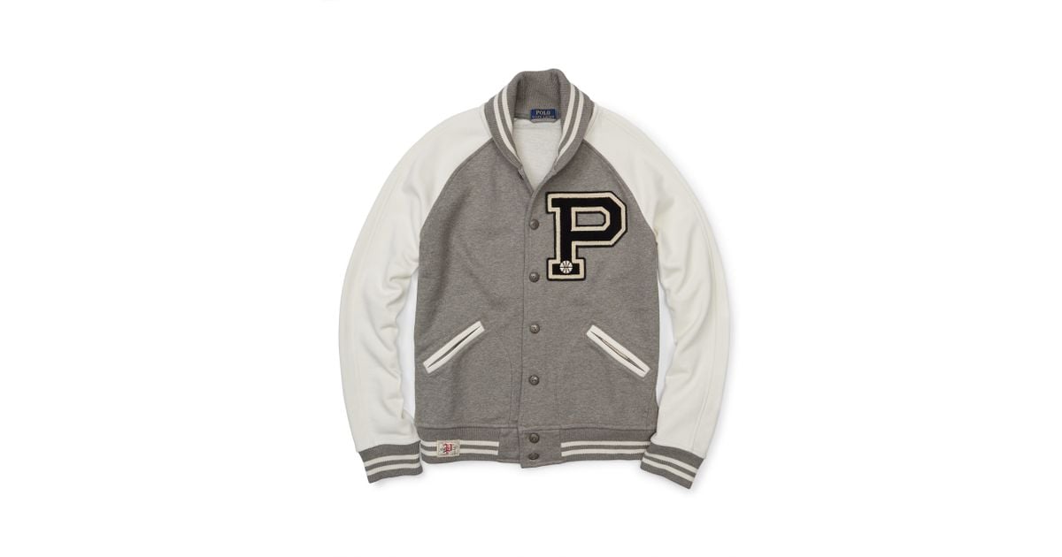 Polo Ralph Lauren Fleece Baseball Jacket in Gray for Men | Lyst