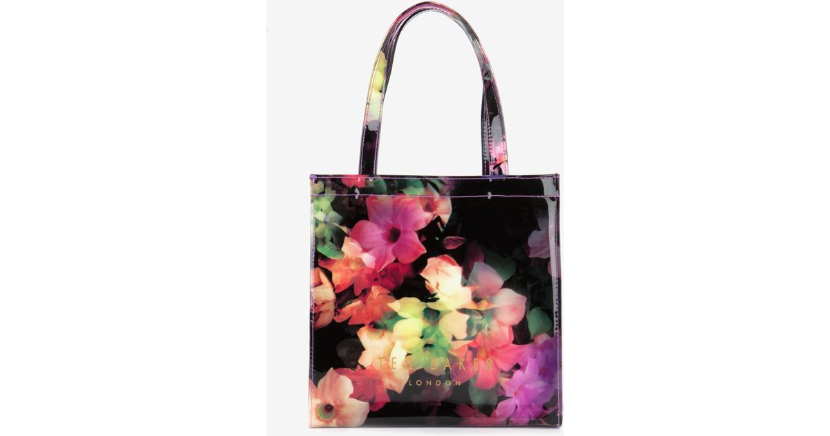 Ted Baker Small Cascading Floral Shopper Bag in Black | Lyst