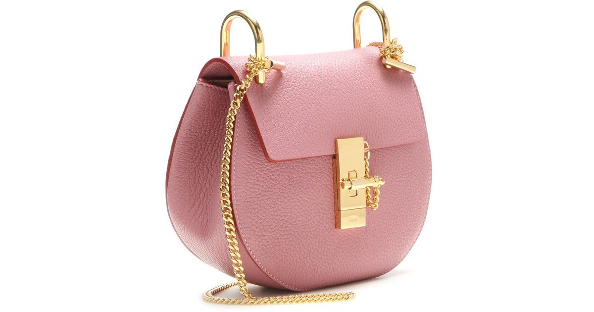 Chloé Drew Small Leather Shoulder Bag in Pink