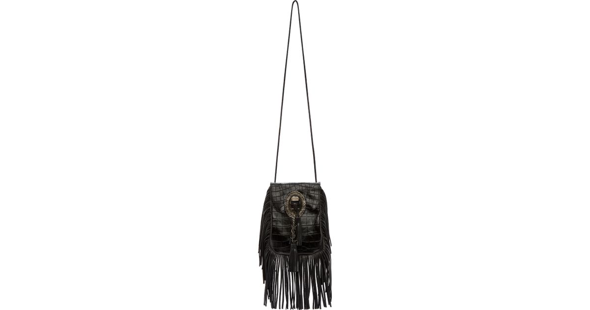 Saint laurent Anita Fringed Shoulder Bag in Black | Lyst