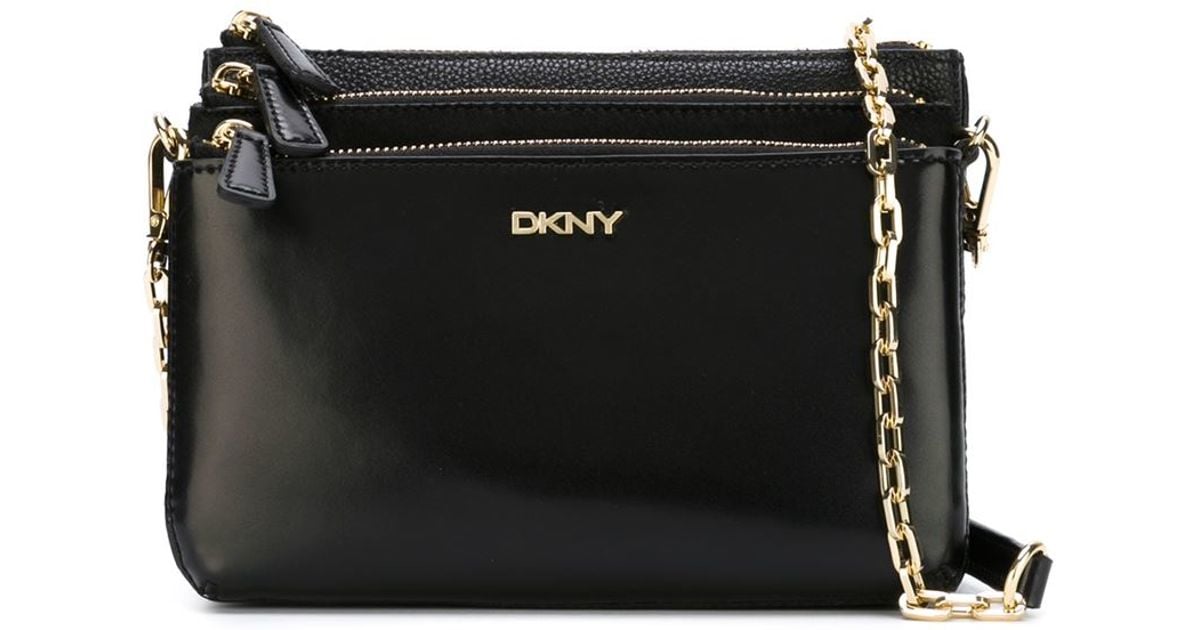 DKNY Triple Zip Crossbody Bag in Black | Lyst