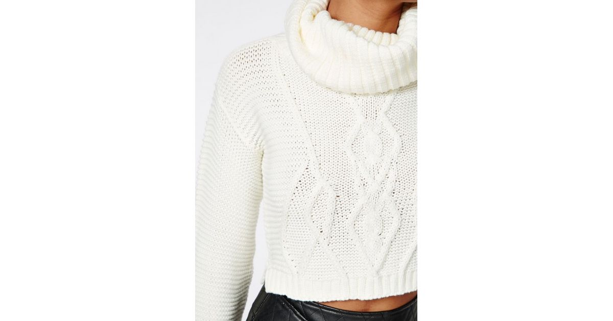 white roll neck crop jumper