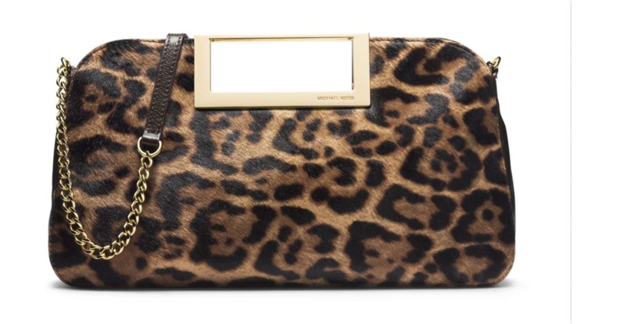 michael kors leopard print clutch bag