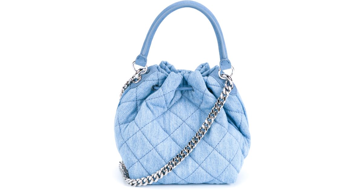 Stella McCartney Beckett Quilted Denim Bucket Bag in Blue | Lyst