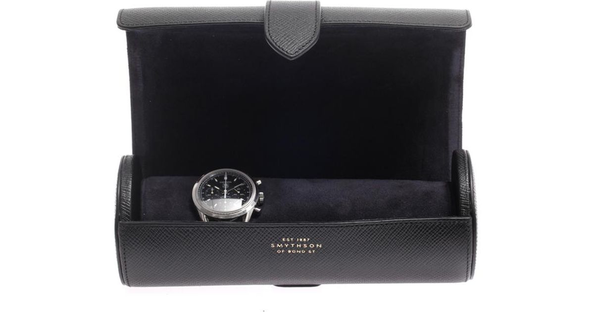 Smythson Texturedleather Watch Roll in Black for Men - Lyst