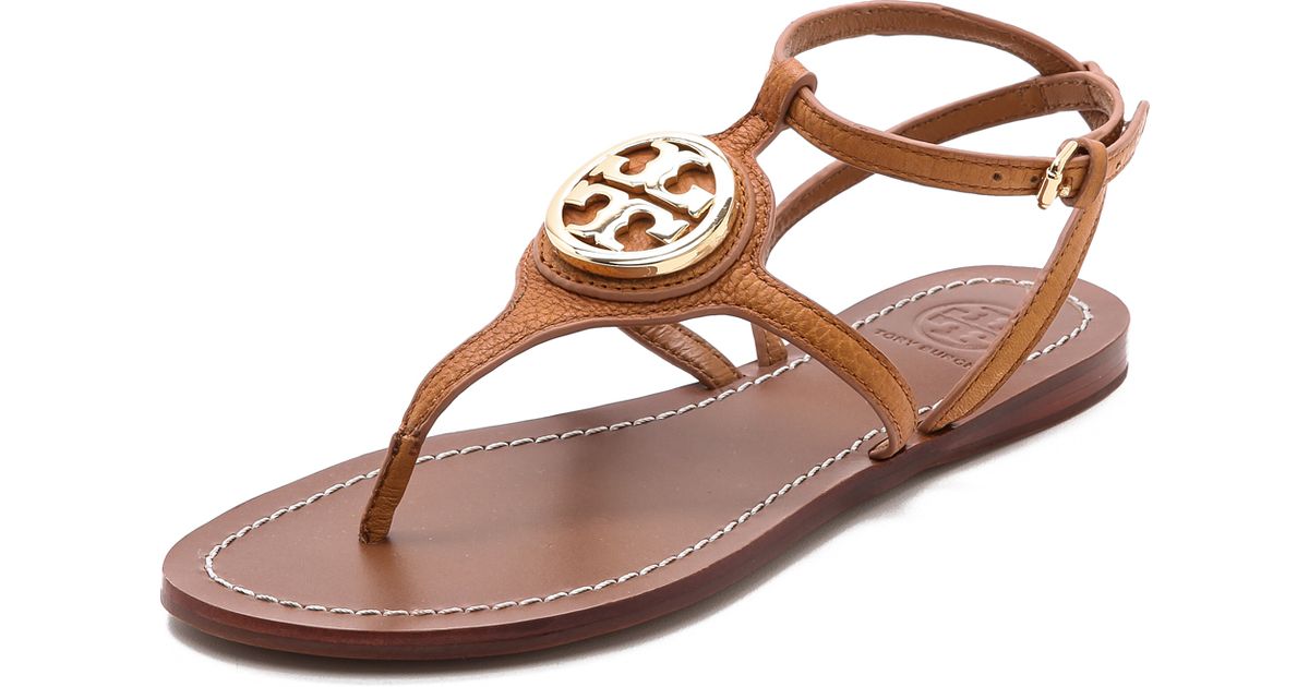 Tory Burch Leticia Flat Thong Sandals Tan in Brown | Lyst