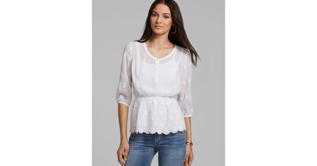 guess white blouse
