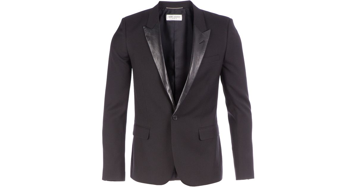 Saint Laurent Leather Lapel Blazer in 