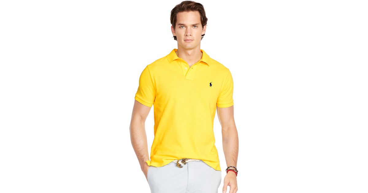 Polo Ralph Lauren Slim-fit Mesh Polo Shirt in Yellow for Men