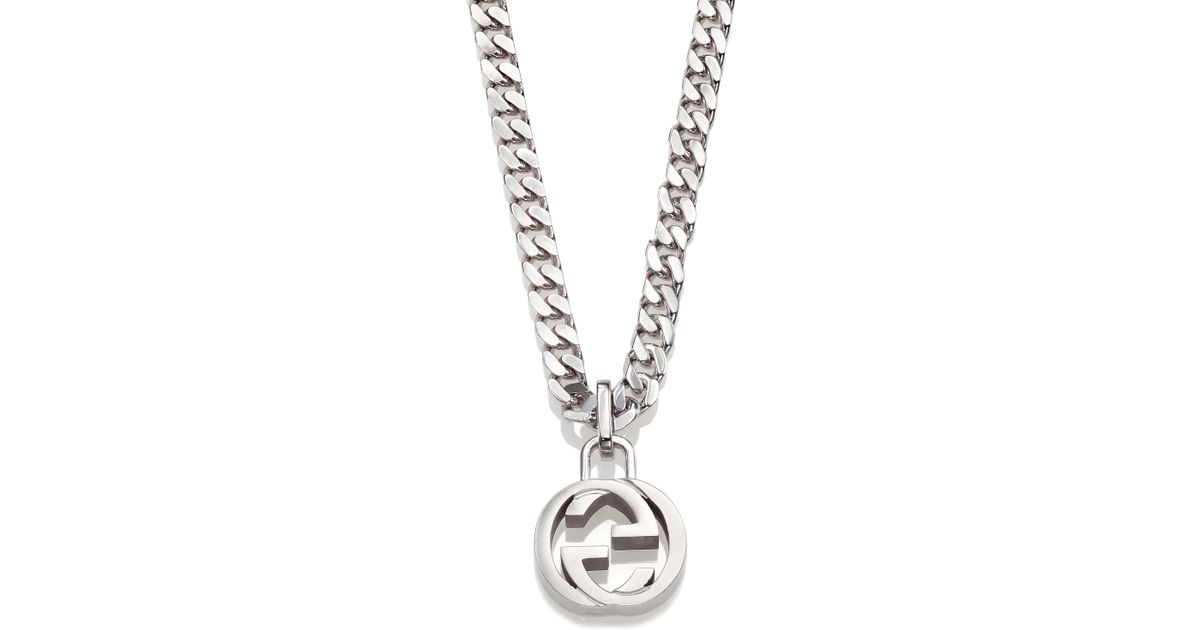 Gucci Interlocking Silver Necklace in Metallic for Men - Lyst