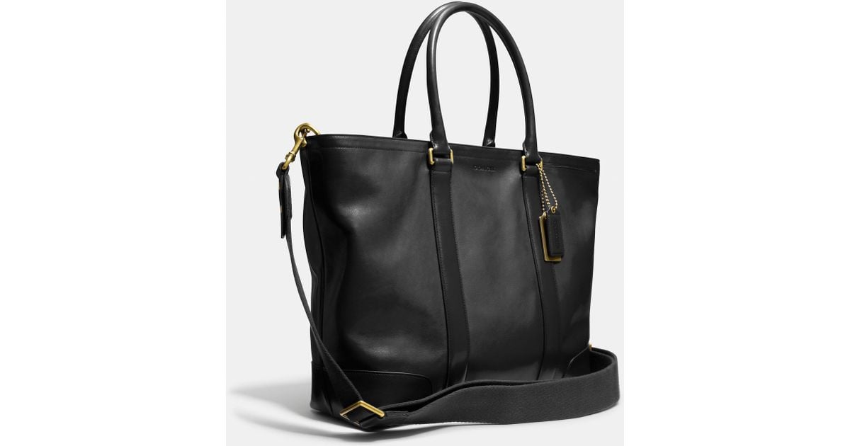 COACH Bleecker Legacy Business Tote In Leather in Black for Men | Lyst