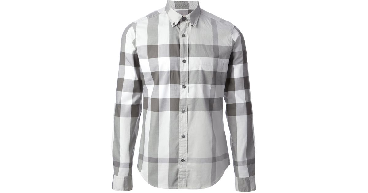 burberry grey check shirt