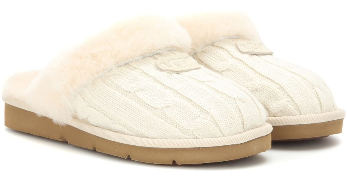 UGG Cozy Knit Slippers in White - Lyst