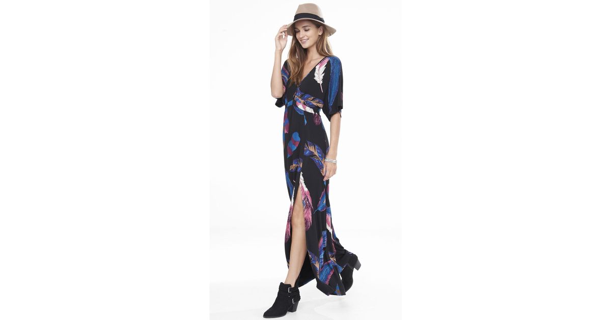 feather print maxi dress