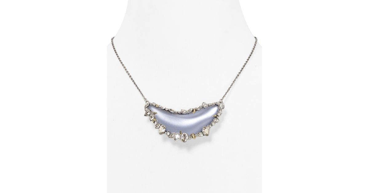 Large Lucite Crescent Pendant Necklace 