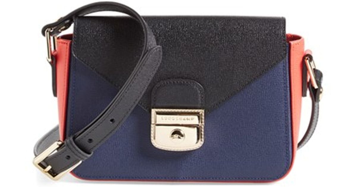 Longchamp 'small Le Pliage Heritage' Leather Crossbody Bag in Black
