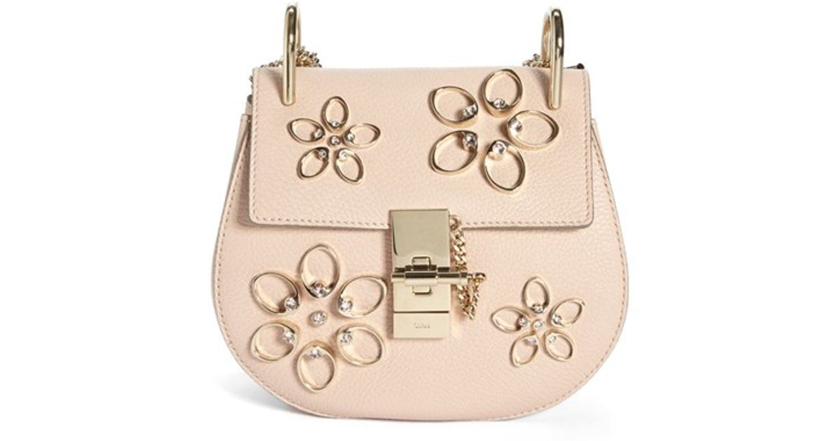 clhoe bag - Chlo Mini Drew Flowers Crystal Embellished Leather Bag in Beige ...
