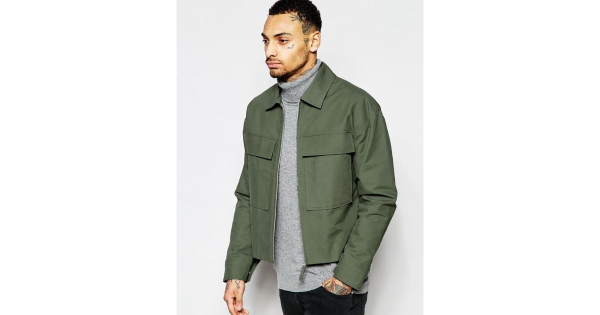 ASOS Cropped Military Jacket In Green for Men Lyst