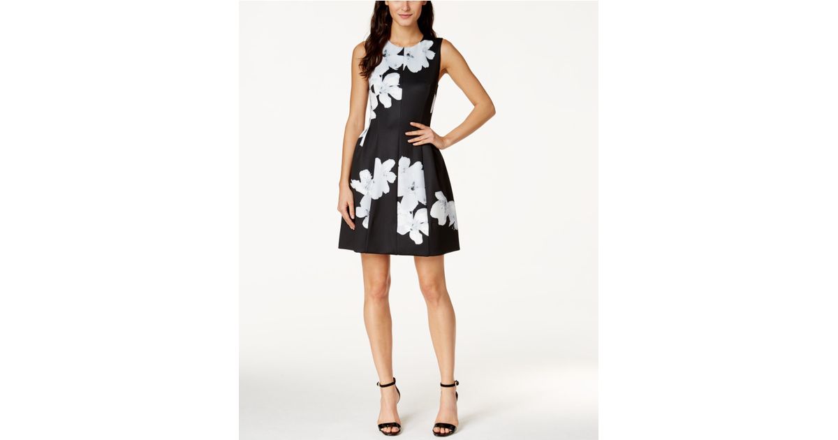 calvin klein gray floral dress