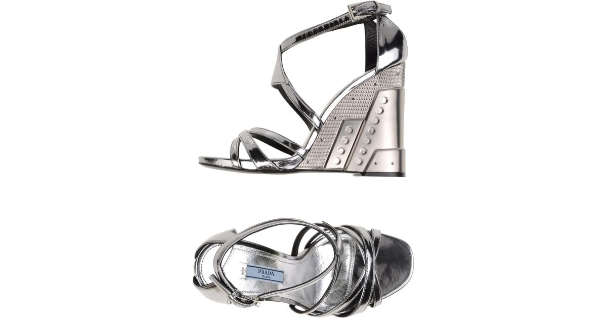 prada silver flat sandals