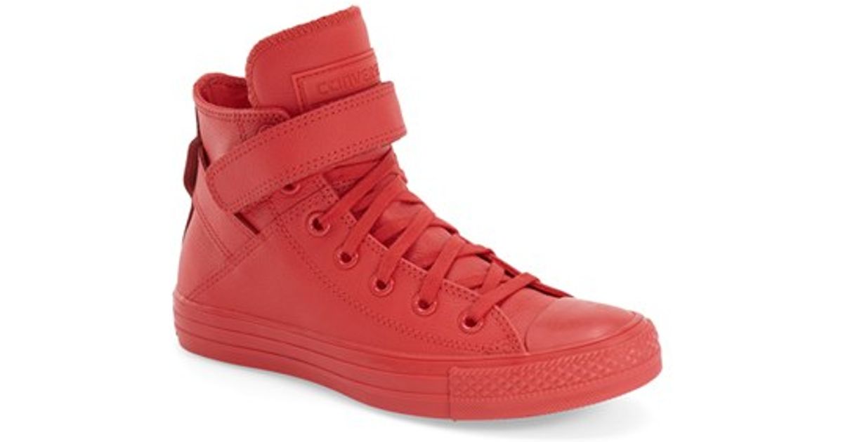 red leather converse high tops