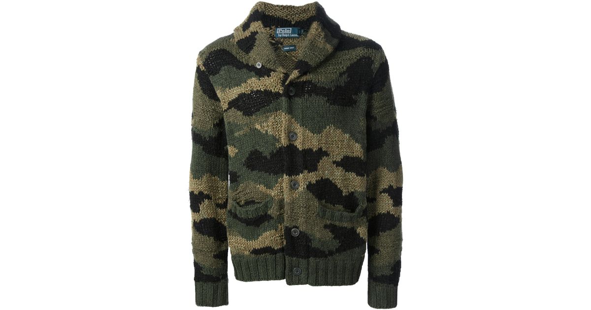 Polo Ralph Lauren Camouflage Knit Cardigan in Green for Men | Lyst