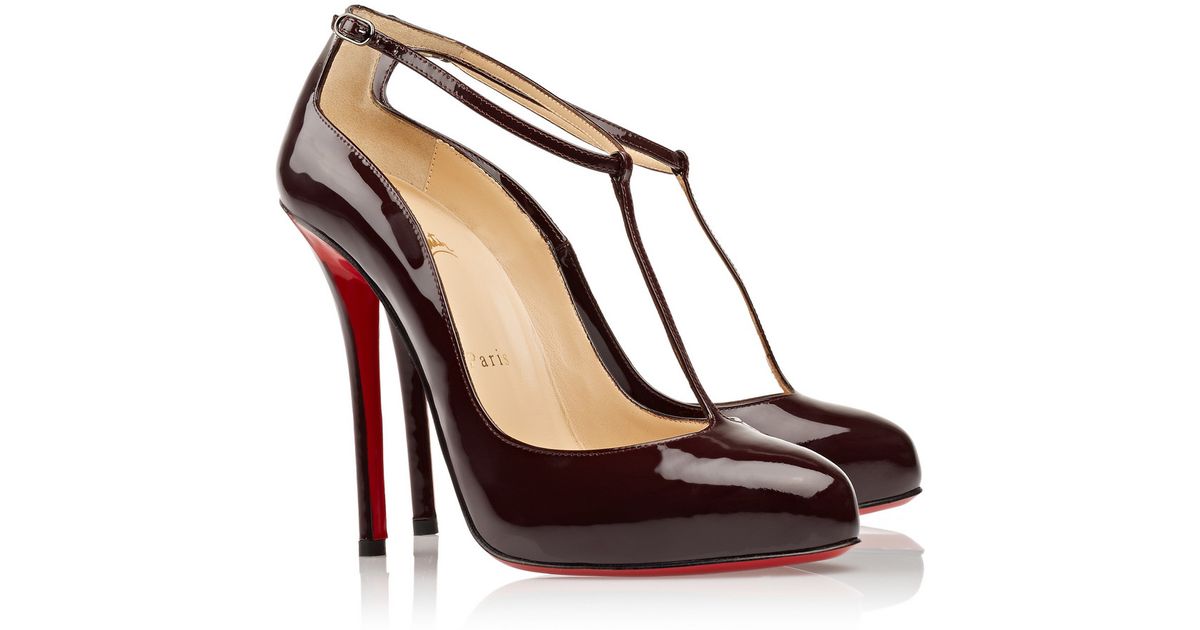 pic Louboutin T Bar Heels christian louboutin red ditassima 120 patent leather t bar pumps