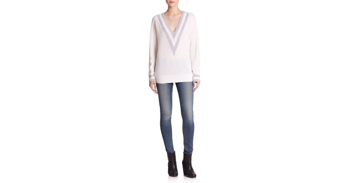Rag \u0026 Bone Talia Ribbed Cashmere Deep V 