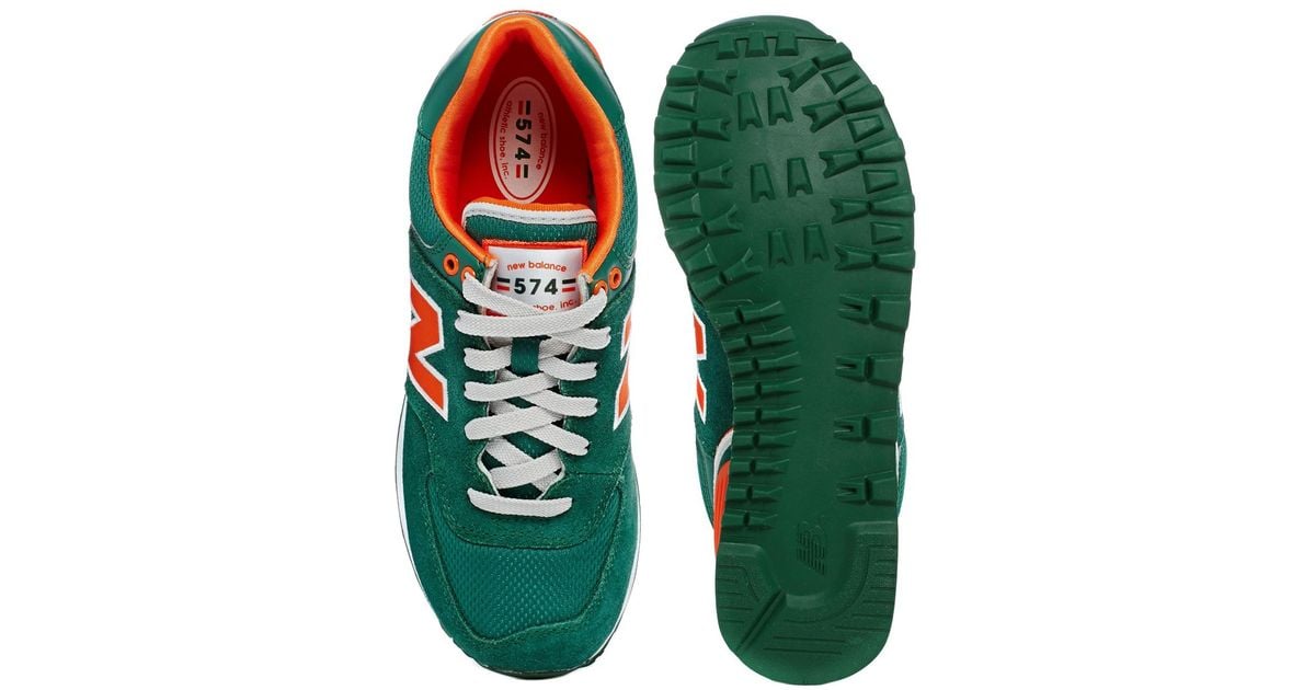 New Balance Green/Orange 574 Stadium Jacket Sneakers | Lyst