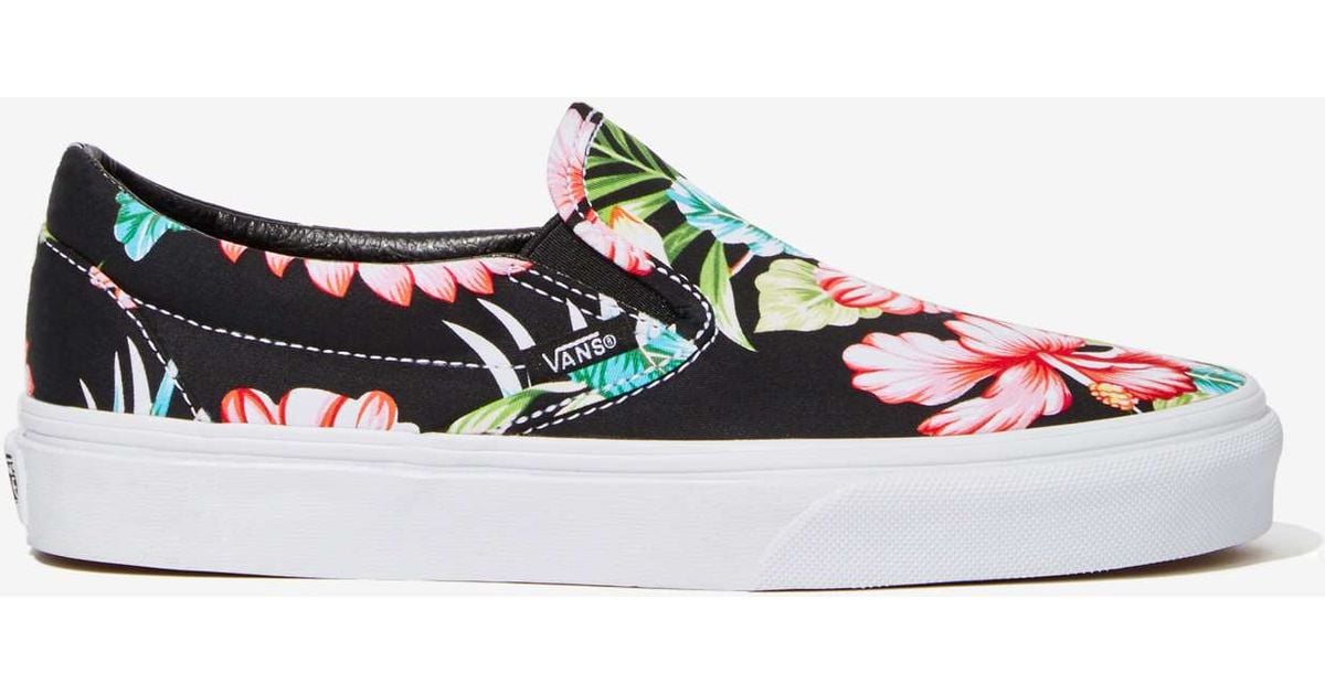 Lyst - Nasty Gal Vans Classic Slip-On Sneaker - Black Hawaiian Floral ...