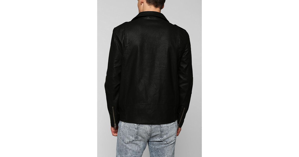 Urban Outfitters Black Charles 12 Asymmetrical Faux Leather Moto Jacket For Men