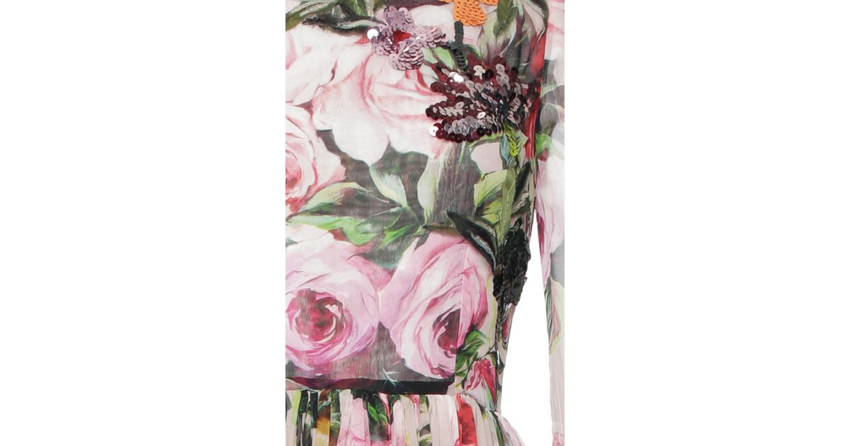 sachin and babi light blue dress Dolce & Gabbana Ruched Floral-Print Silk-Chiffon Gown